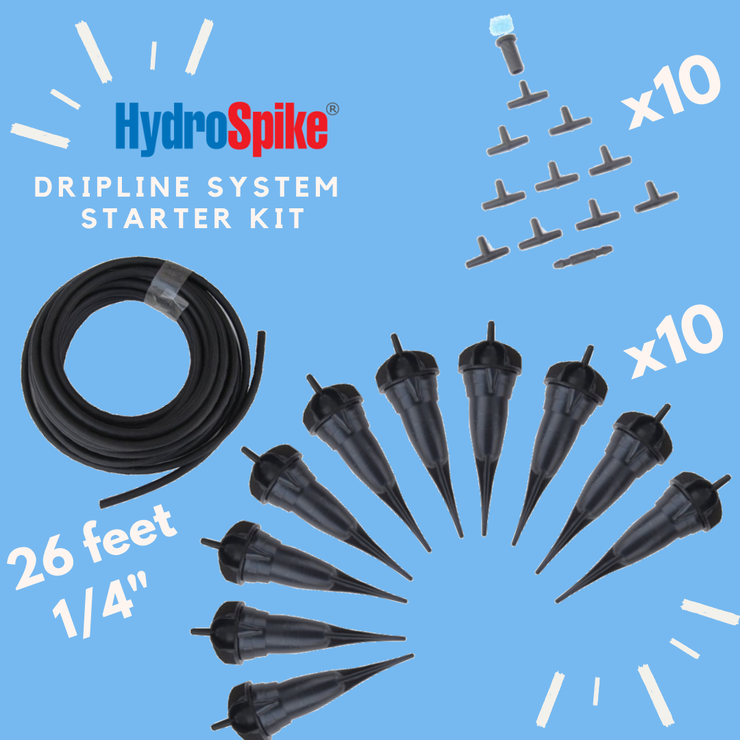 HydroSpike Dripline System Starter Kit Portable Water Drip Irrigation Emitters Adjustable