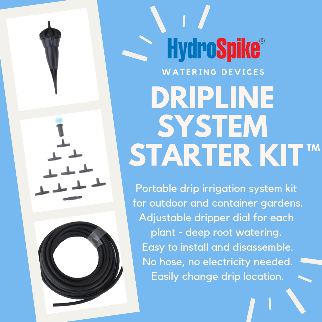HydroSpike Dripline System Starter Kit Portable Water Drip Irrigation Emitters Adjustable