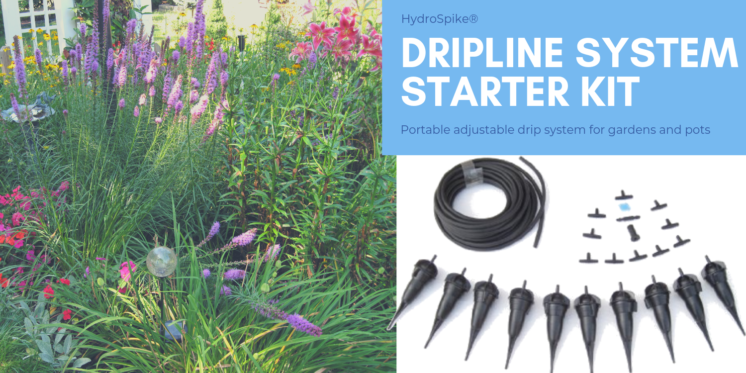 HydroSpike Dripline System Starter Kit Portable Water Drip Irrigation Emitters Adjustable