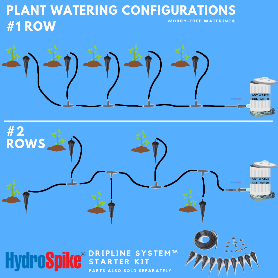 HydroSpike Dripline System Starter Kit Portable Water Drip Irrigation Emitters Adjustable